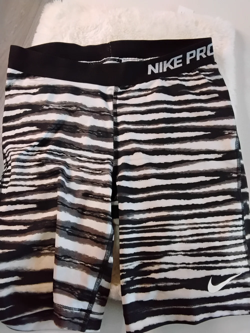 Nike Pro Black & White Zebra-Stripe Short  Leggings